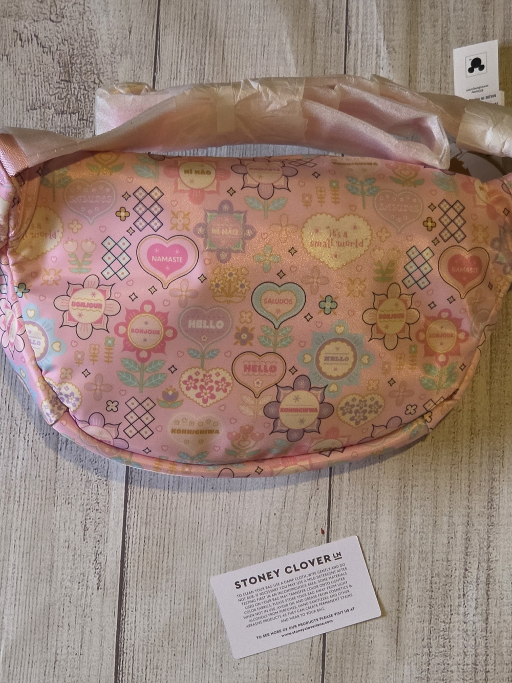 Stoney Clover Lane Disney Parks Small World Pink Floral Patterned Belt Bag - Picture 4 of 7
